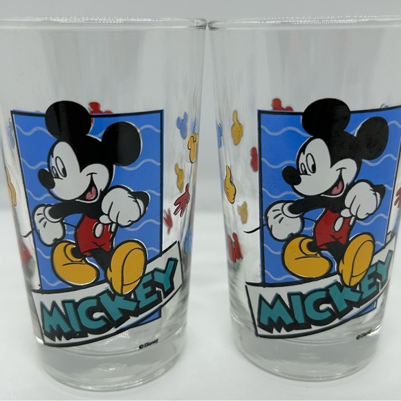 Vintage Disney Mickey Mouse Anchor Hocking Kid Size Drinking Glasses, EUC. - Picture 1 of 4